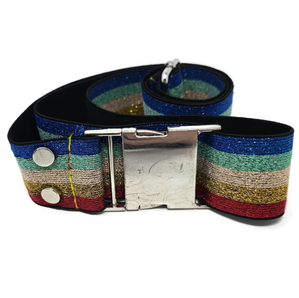 Glitter Rainbow Disco Elastic Belt Adjustable One Size